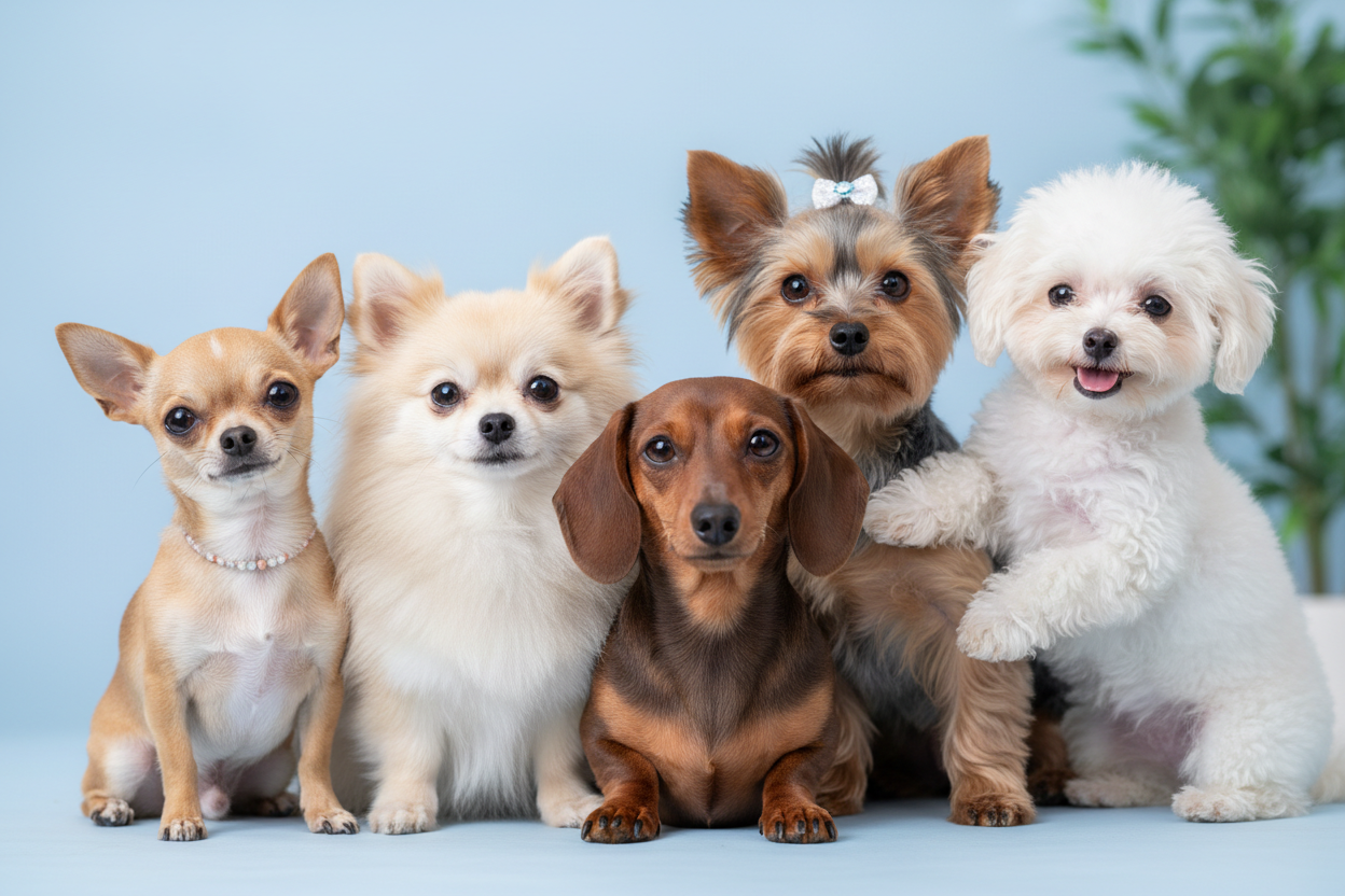 tiny cute dogs group like dachshund, chihuahua ...